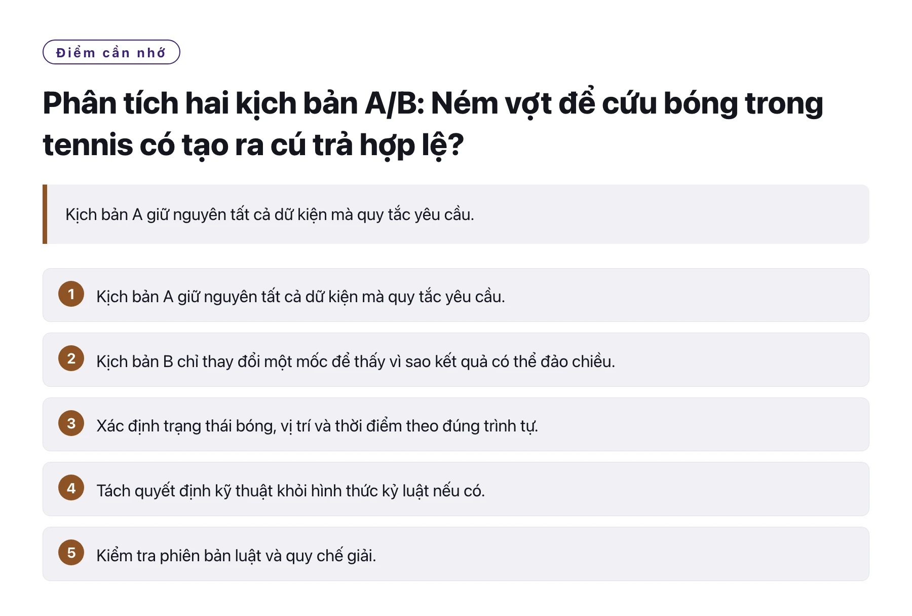 Phân tích hai kịch bản A/B: Ném vợt để cứu bóng trong tennis có tạo ra cú trả hợp lệ?——全文要点速览